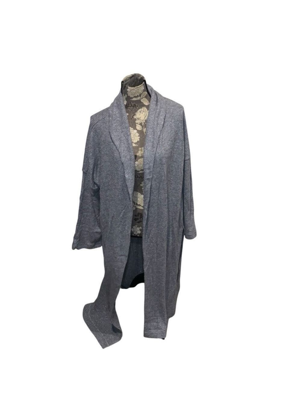 EXPRESS Gray Long Waffle Knit Cardigan Sparkle NWT
